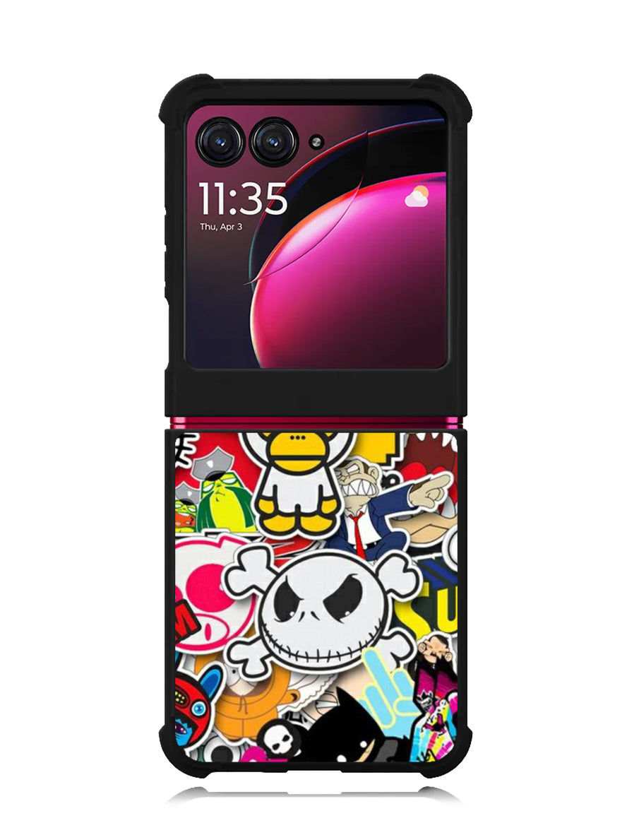 Stickerbomb Graffiti Art Collage Cool Motorola Moto Razr Plus 2023 , Moto Razr+ 2023 Case