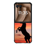 Horse Silhouette On Red Sunset Motorola Moto RAZR Plus 2025 Case
