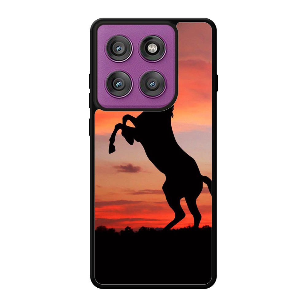 Horse Silhouette On Red Sunset Motorola Moto Edge 60 Pro Case