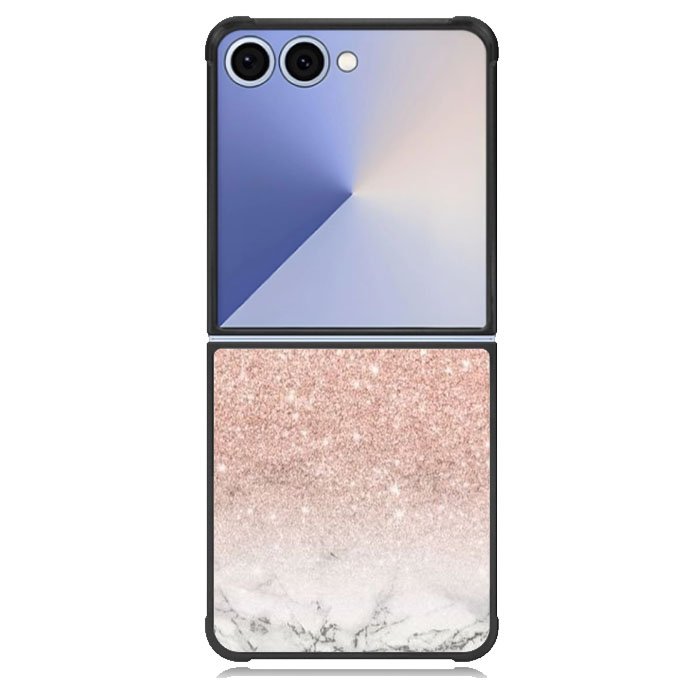 Rose Gold Glitter Ombre White Marble Samsung Galaxy Z Flip 7 Case DC1587