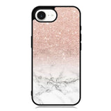 Rose Gold Glitter Ombre White Marble iPhone 16e Case DC1587