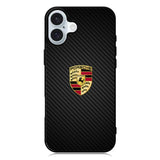 Porsche Logo Carbon iPhone 16 Plus Case