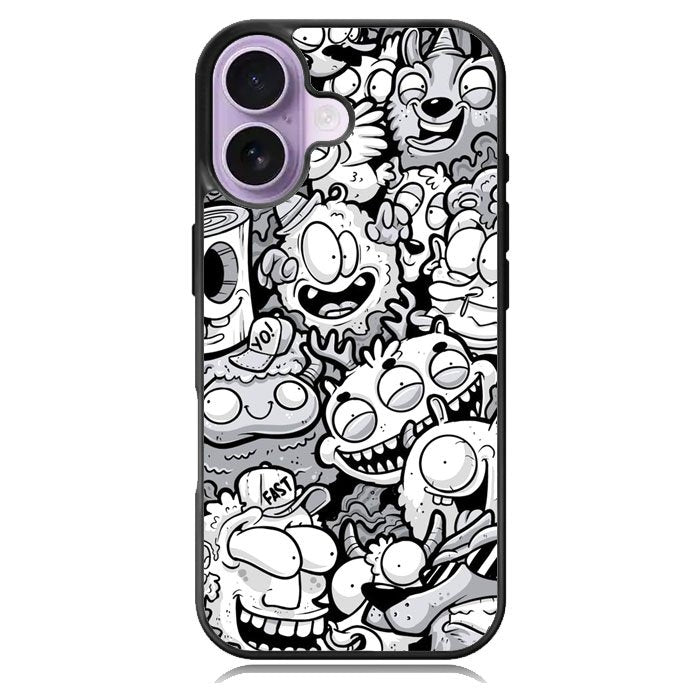 Doodle Art Cartoon iPhone 16 Plus Case DC0545