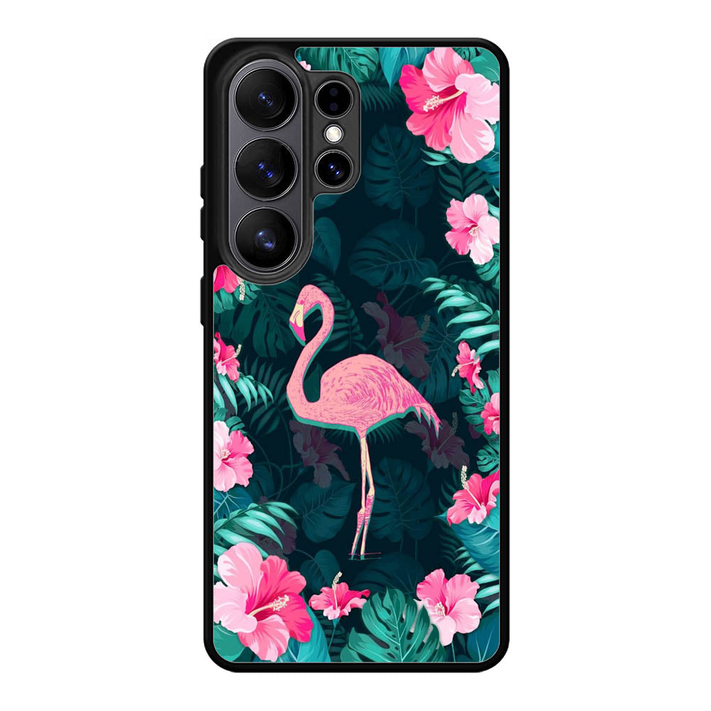 Flamingo And Flowers Samsung Galaxy S26 Ultra phone case