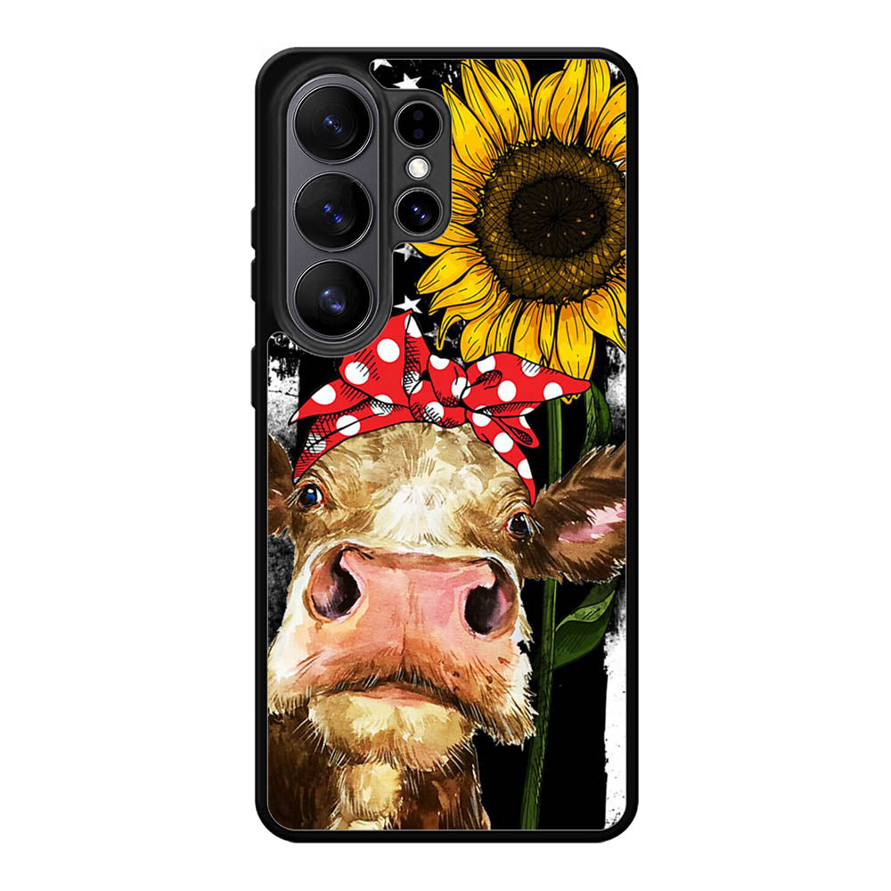 Cow With Tie SuNflower Samsung Galaxy S26 Ultra Case
