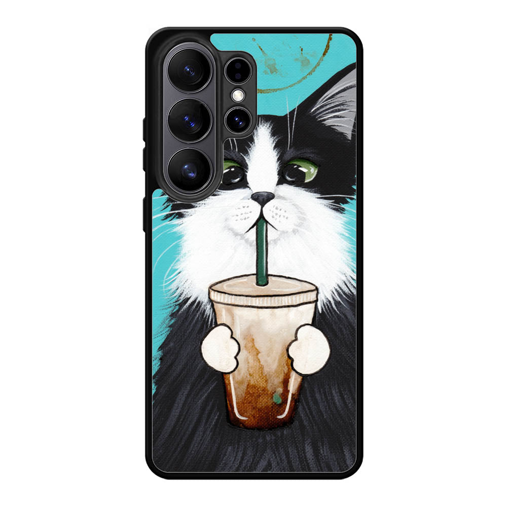 Cute Coffee Cat Samsung Galaxy S26 Ultra phone case