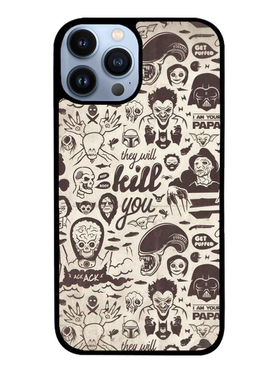 Classic Horror Pattern iPhone 13 Pro Max Case