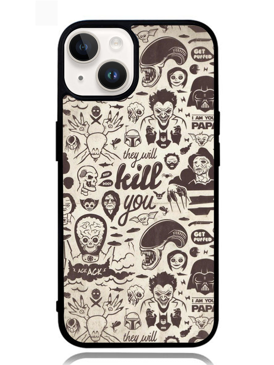Classic Horror Pattern iPhone 14 Plus Case