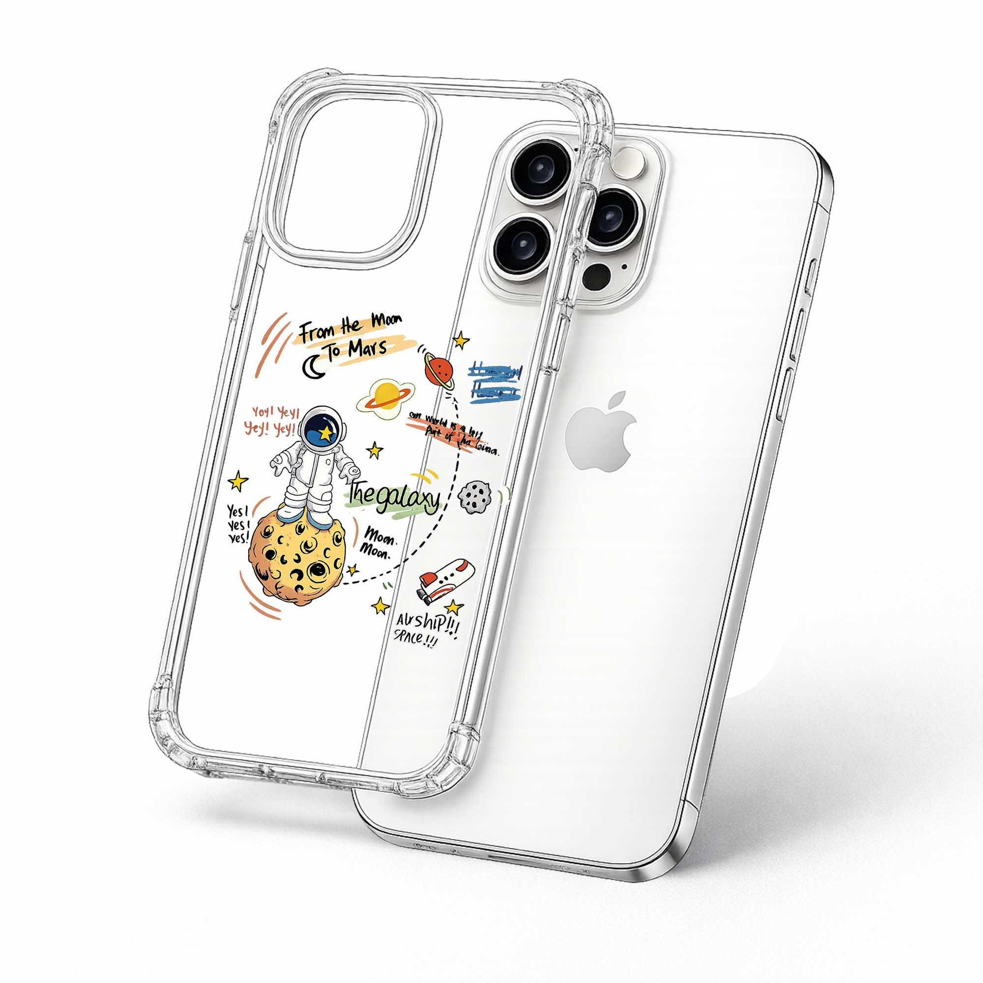 Cute Astronaut Space Phone Case for iPhone & Samsung | Clear MagSafe Galaxy Cover