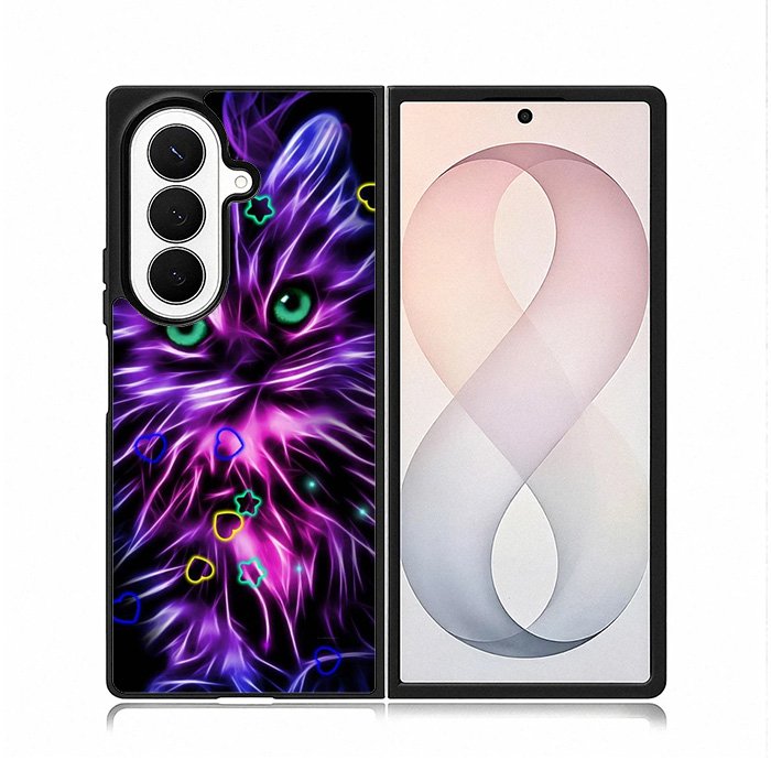 Cat Glow Purple 1st Samsung Galaxy Z Fold 8 Ultra Case