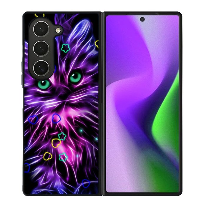 Cat Glow Purple 1st Samsung Galaxy Z Fold 6 Case