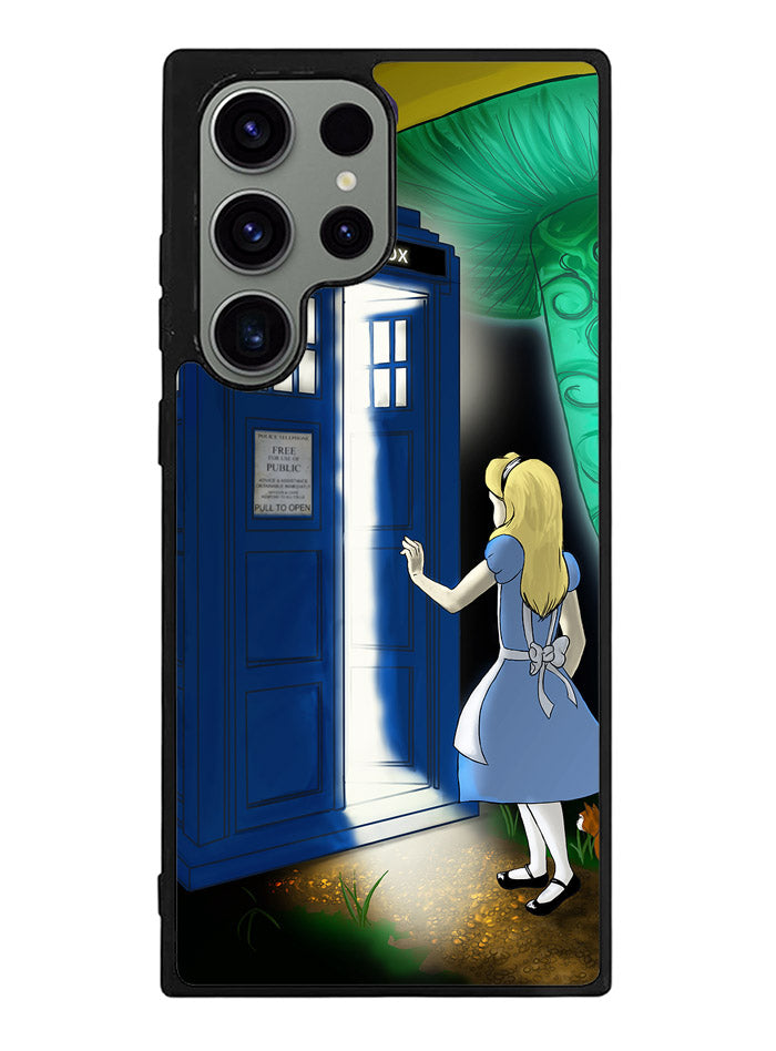 Alice Wonderland On Tardis Samsung Galaxy S23 Ultra 5G Case