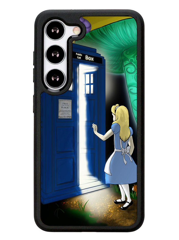 Alice Wonderland On Tardis Samsung Galaxy S23 Plus 5G / Samsung Galaxy S23+ 5G Case