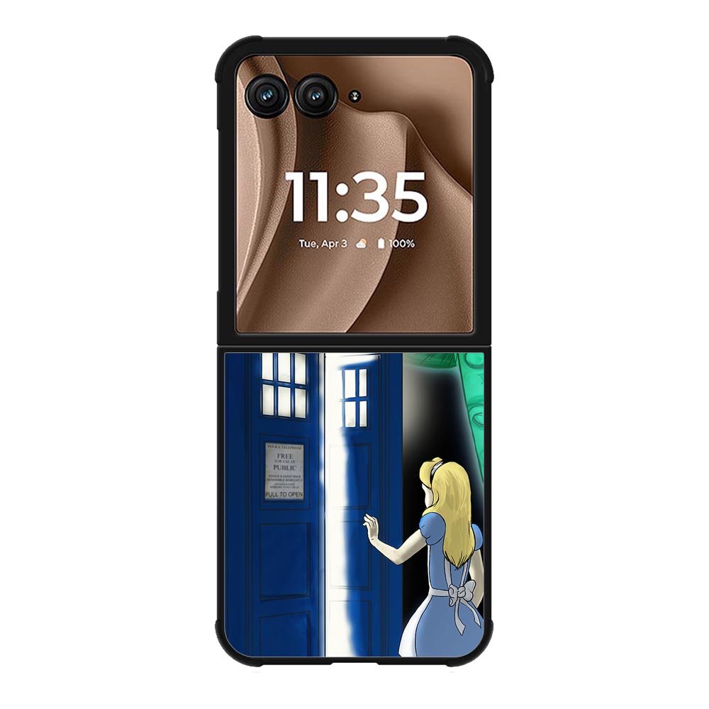Alice Wonderland On Tardis Motorola Moto RAZR Plus 2025 Case