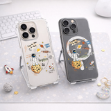 Cute Astronaut Space Phone Case for iPhone & Samsung | Clear MagSafe Galaxy Cover