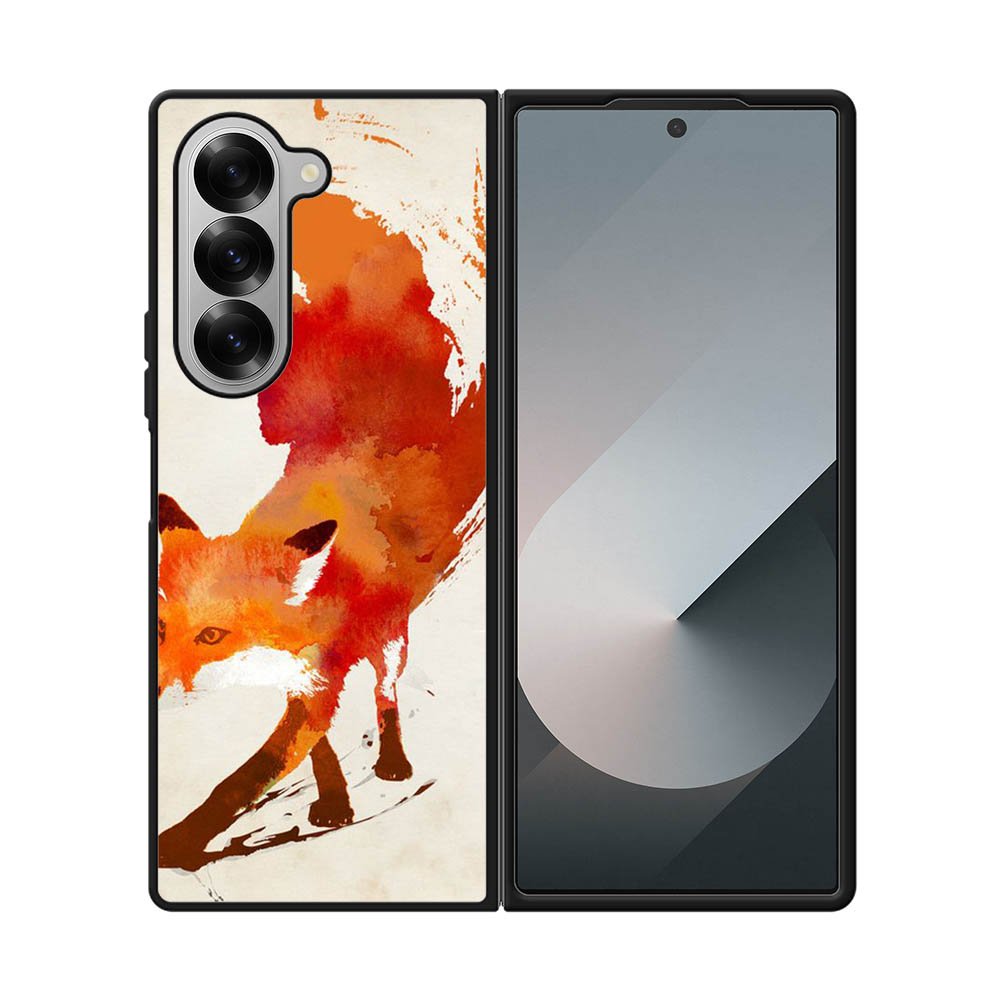 Watercolor art orange red fox animal Samsung Galaxy Z Fold 7 5G Case