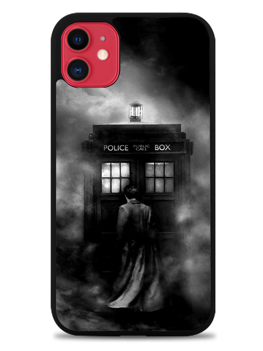 Doctor Who Tardis Police Box Black White iPhone 11 Case