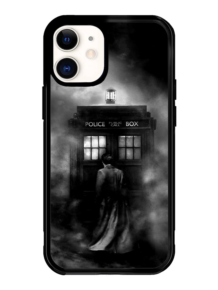 Doctor Who Tardis Police Box Black White iPhone 12 Mini Case