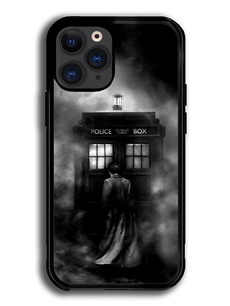 Doctor Who Tardis Police Box Black White Google iPhone 13 Pro Max Case BLN0651