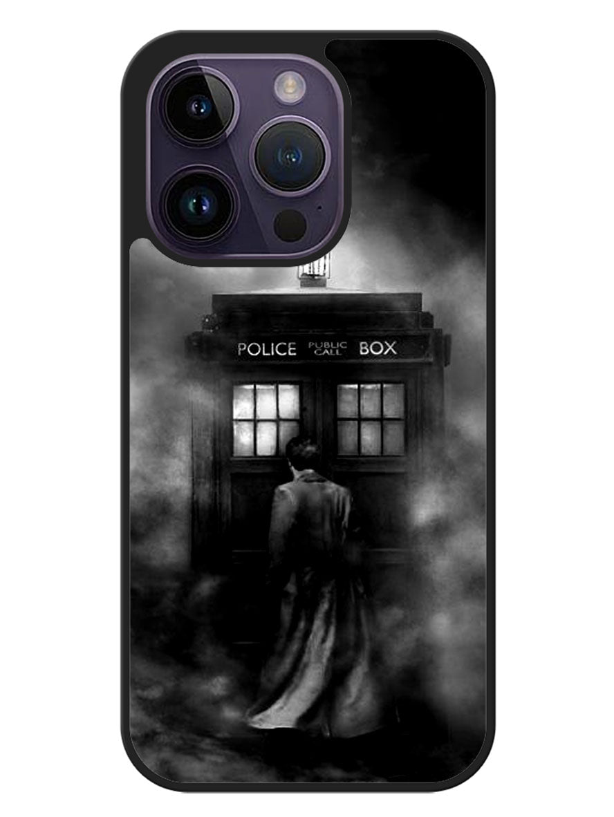 Doctor Who Tardis Police Box Black White iPhone 14 Pro Case BLN0651