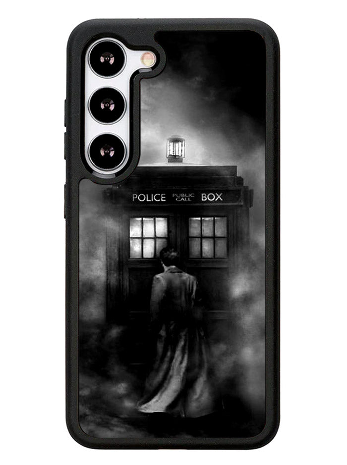 Doctor Who Tardis Police Box Black White Samsung Galaxy S23 5G Case