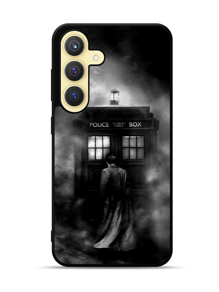 Doctor Who Tardis Police Box Black White Samsung Galaxy S24 Plus 5G , Samsung Galaxy S24+ 5G Case