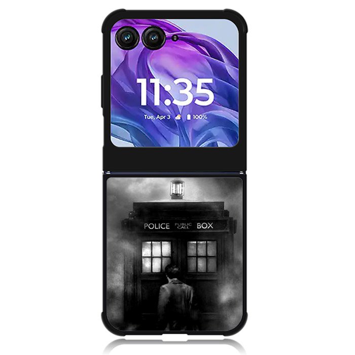 Doctor Who Tardis Police Box Black White Motorola Moto Razr Plus 2024 , Moto Razr+ 2024 Case