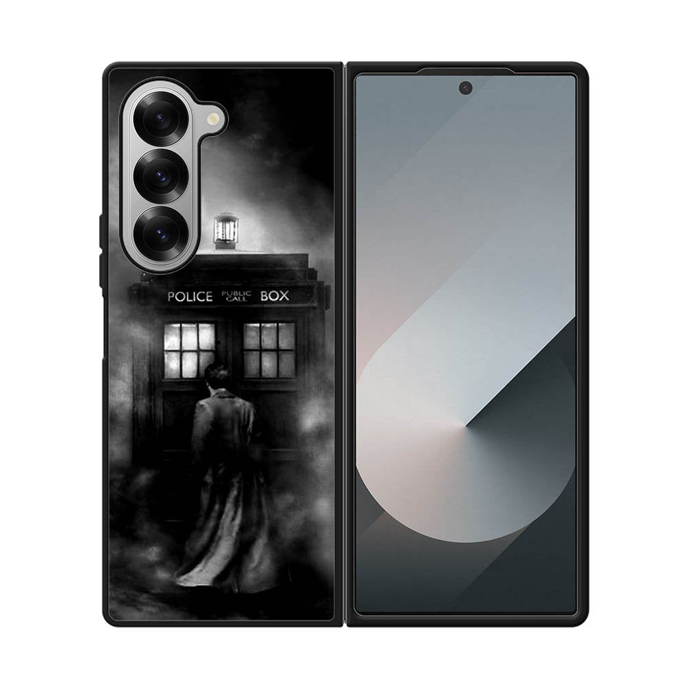 Doctor Who Tardis Police Box Black White Samsung Galaxy Z Fold 7 5G Case