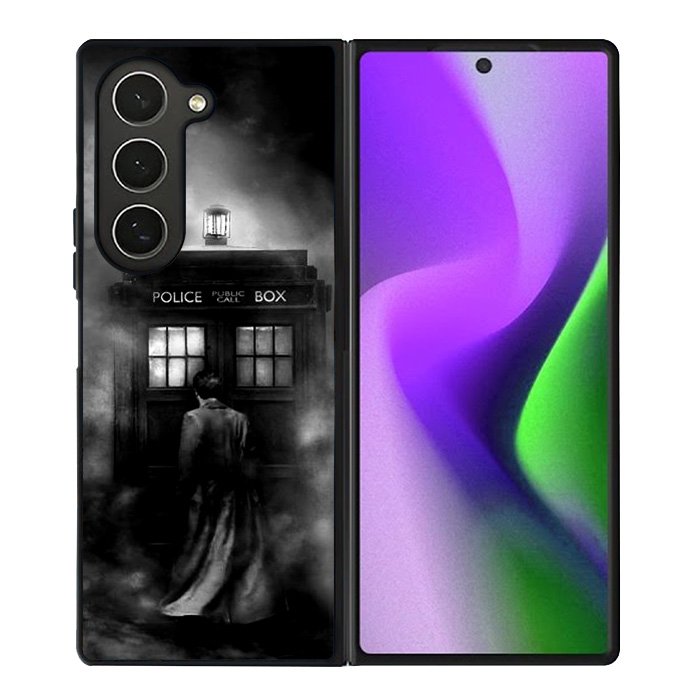 Doctor Who Tardis Police Box Black White Samsung Galaxy Z Fold 6 Case