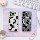 Black Cat Clear iPhone Case , Samsung Case, Cute Kitty Phone Case, Kawaii Cat Lover Gift, MagSafe Compatible Protective Case