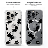 Black Cat Clear iPhone Case , Samsung Case, Cute Kitty Phone Case, Kawaii Cat Lover Gift, MagSafe Compatible Protective Case