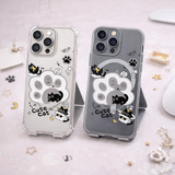 Cute Cat Paw iPhone Case , Samsung Case, Kawaii Black Cat Phone Case, Cartoon Kitty MagSafe Case, Cat Lover Gift Clear Cover