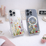 Wildflower Clear iPhone Case , Samsung Case, Floral Garden Phone Cover, Botanical Aesthetic Case, MagSafe Flower Lover Gift