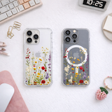 Wildflower Clear iPhone Case , Samsung Case, Floral Garden Phone Cover, Botanical Aesthetic Case, MagSafe Flower Lover Gift
