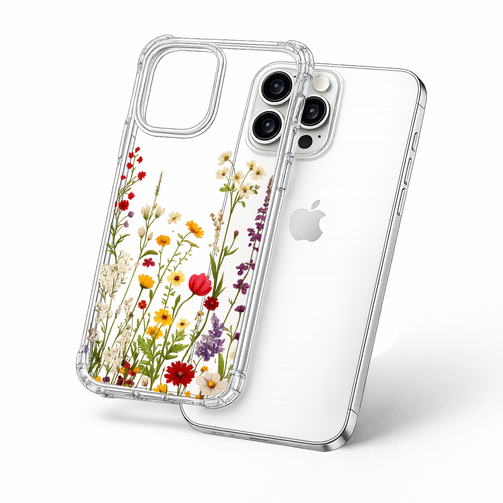 Wildflower Clear iPhone Case , Samsung Case, Floral Garden Phone Cover, Botanical Aesthetic Case, MagSafe Flower Lover Gift