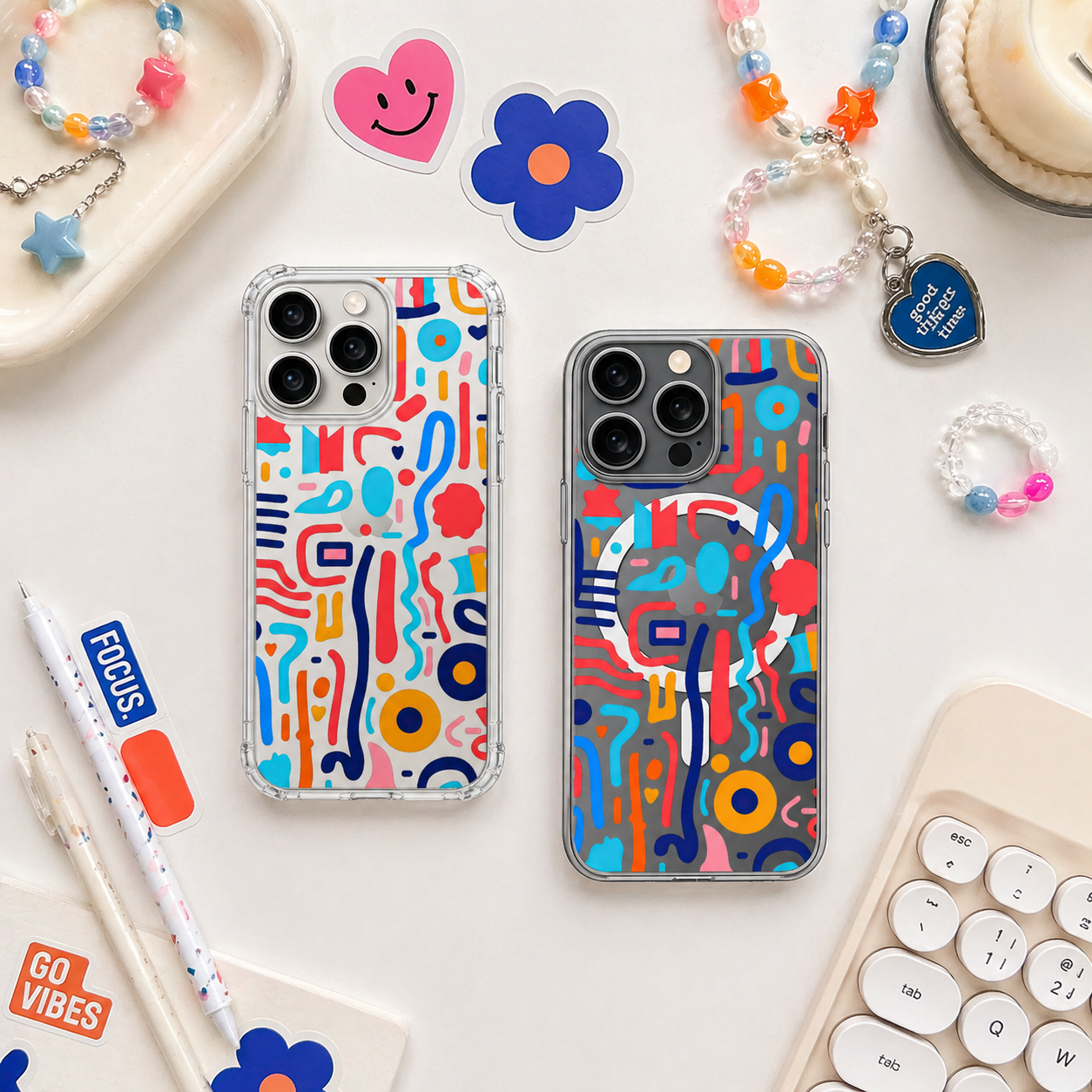 Colorful Abstract iPhone Case , Samsung Case, Modern Art Phone Cover, Trendy Geometric MagSafe Case, Vibrant Aesthetic Case