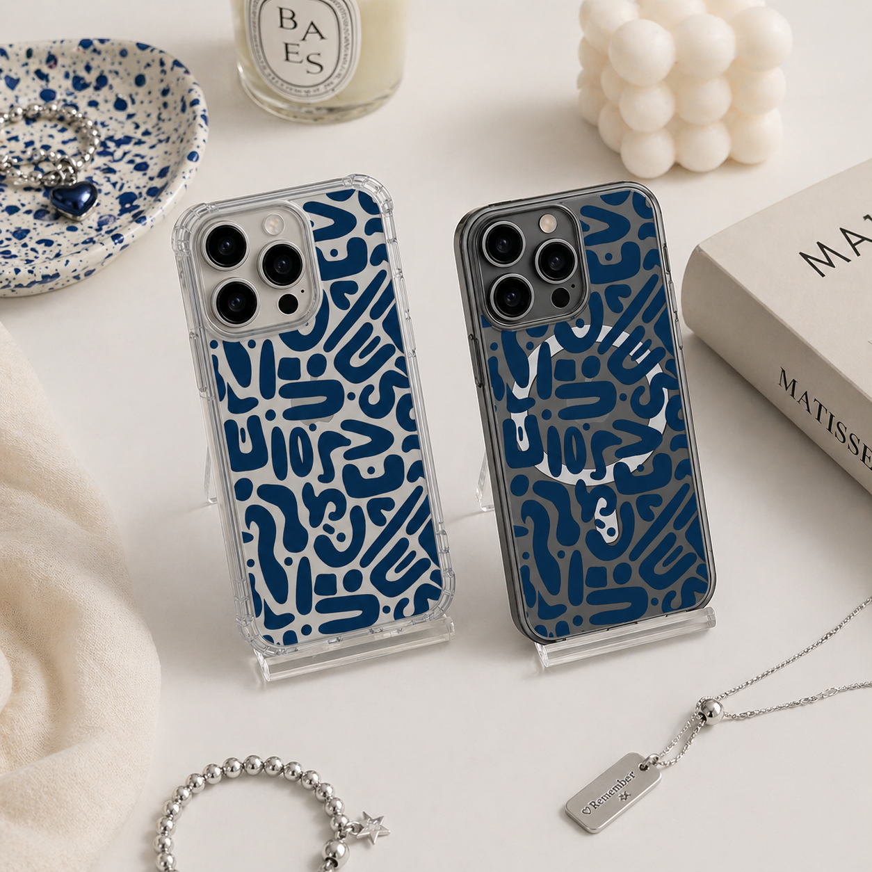 Blue Abstract Pattern iPhone Case , Samsung Case, Minimalist Modern Phone Cover, Contemporary Art MagSafe Case, Stylish Cover