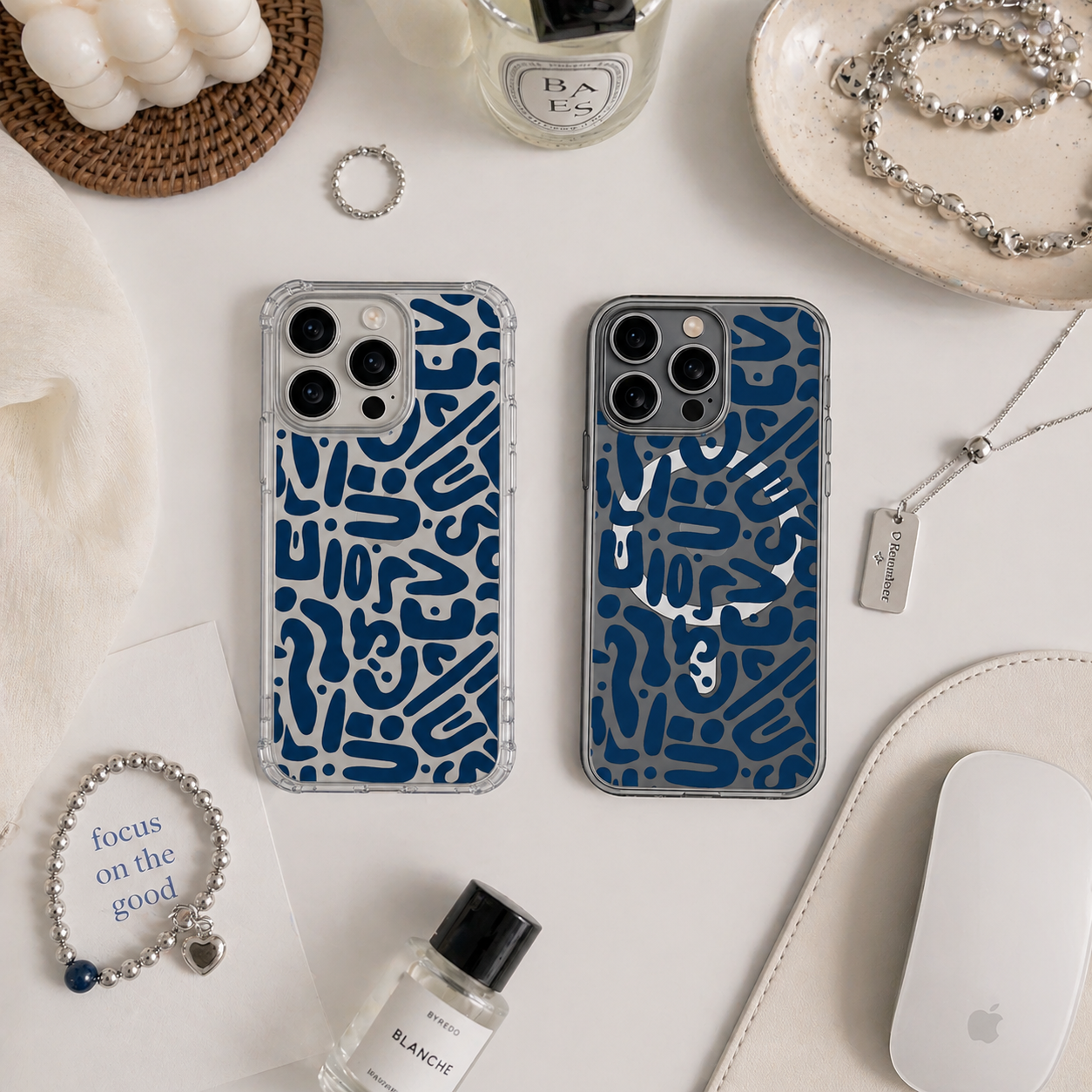 Blue Abstract Pattern iPhone Case , Samsung Case, Minimalist Modern Phone Cover, Contemporary Art MagSafe Case, Stylish Cover