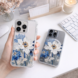 Blue White Floral iPhone Case , Samsung Case, Elegant Botanical Phone Cover, Vintage Flower MagSafe Case, Chic Garden Aesthetic Gift