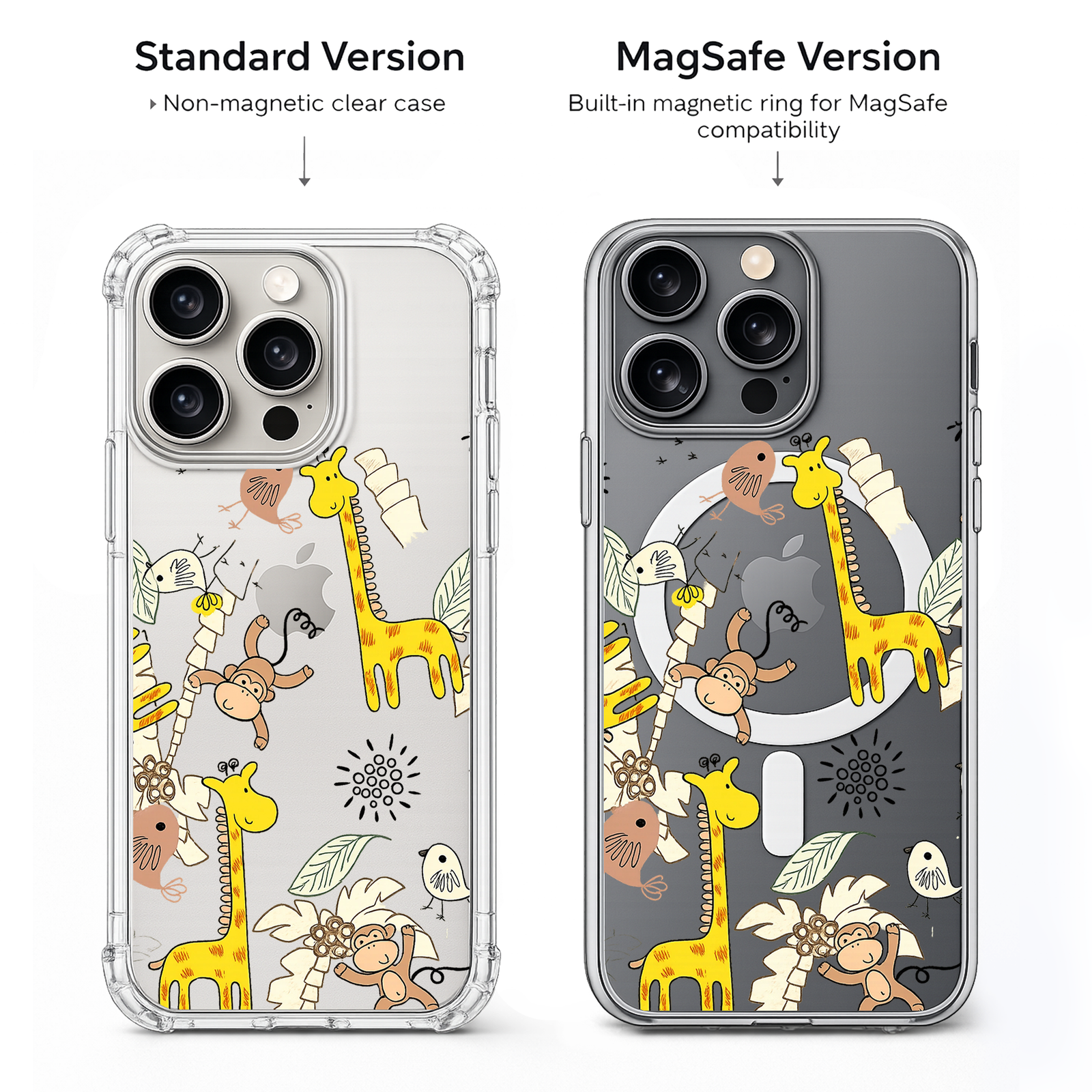 Cute Safari Animal iPhone Case , Samsung Case, Giraffe Monkey Jungle Phone Cover, Kids Animal MagSafe Case, Fun Wildlife Gift
