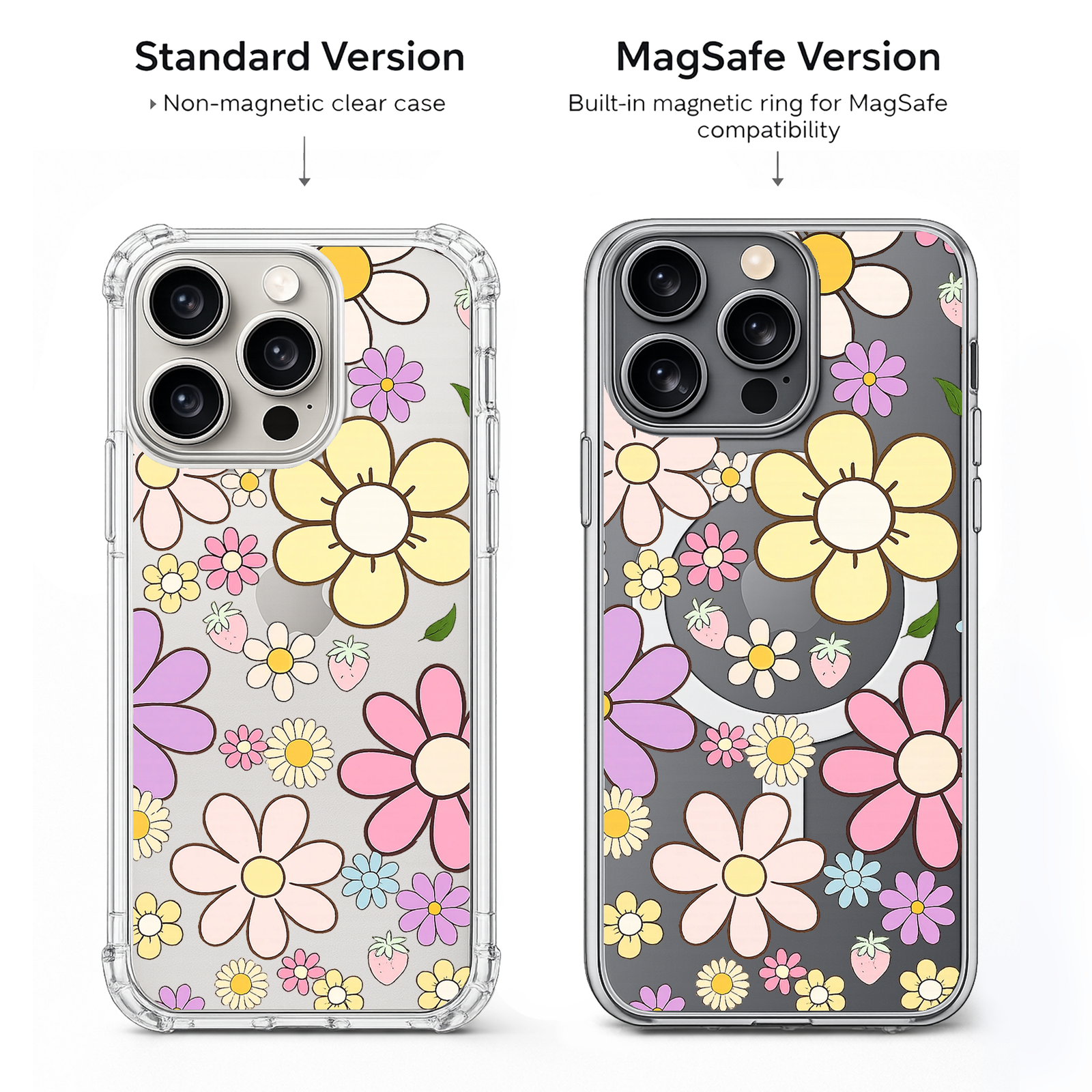 Retro Daisy Flower iPhone Case , Samsung Case, Groovy Floral Phone Cover, Pastel Flower MagSafe Case, Cute Aesthetic 70s Style Gift