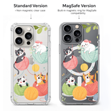 Cute Knitting Cat iPhone Case , Samsung Case, Kawaii Kitty Yarn Phone Cover, Cat Lover MagSafe Case, Cozy Craft Aesthetic Gift