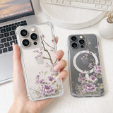 Purple Cherry Blossom iPhone Case , Samsung Case, Elegant Floral Phone Cover, Vintage Sakura MagSafe Case, Romantic Flower Gift