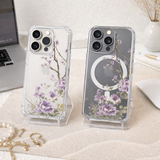 Purple Cherry Blossom iPhone Case , Samsung Case, Elegant Floral Phone Cover, Vintage Sakura MagSafe Case, Romantic Flower Gift