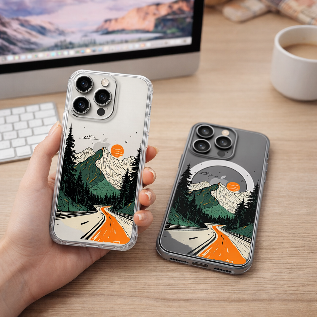 Mountain Landscape iPhone Case , Samsung Case, Nature Adventure Phone Cover, Scenic Forest Road MagSafe Case, Hiking Lover Gift