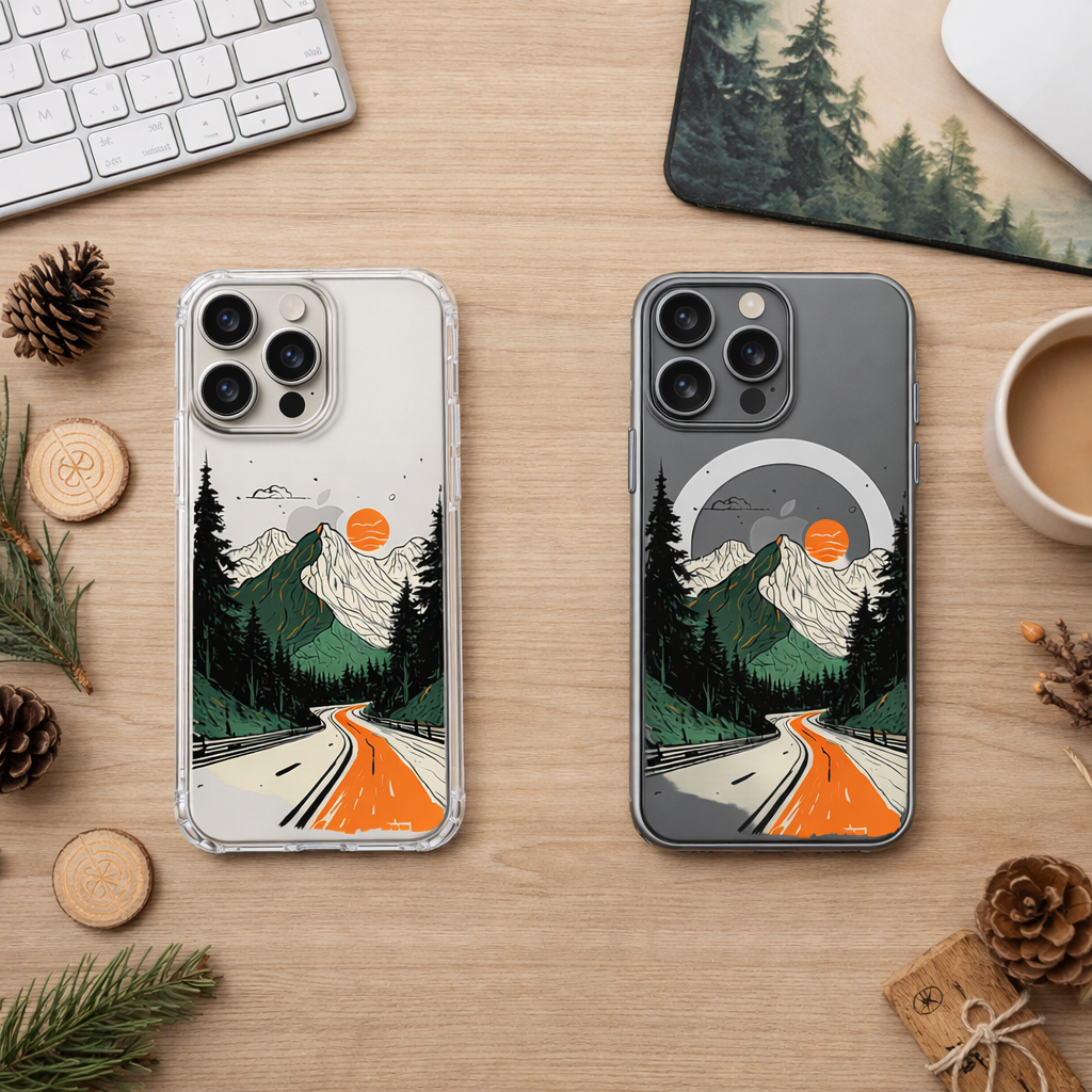 Mountain Landscape iPhone Case , Samsung Case, Nature Adventure Phone Cover, Scenic Forest Road MagSafe Case, Hiking Lover Gift