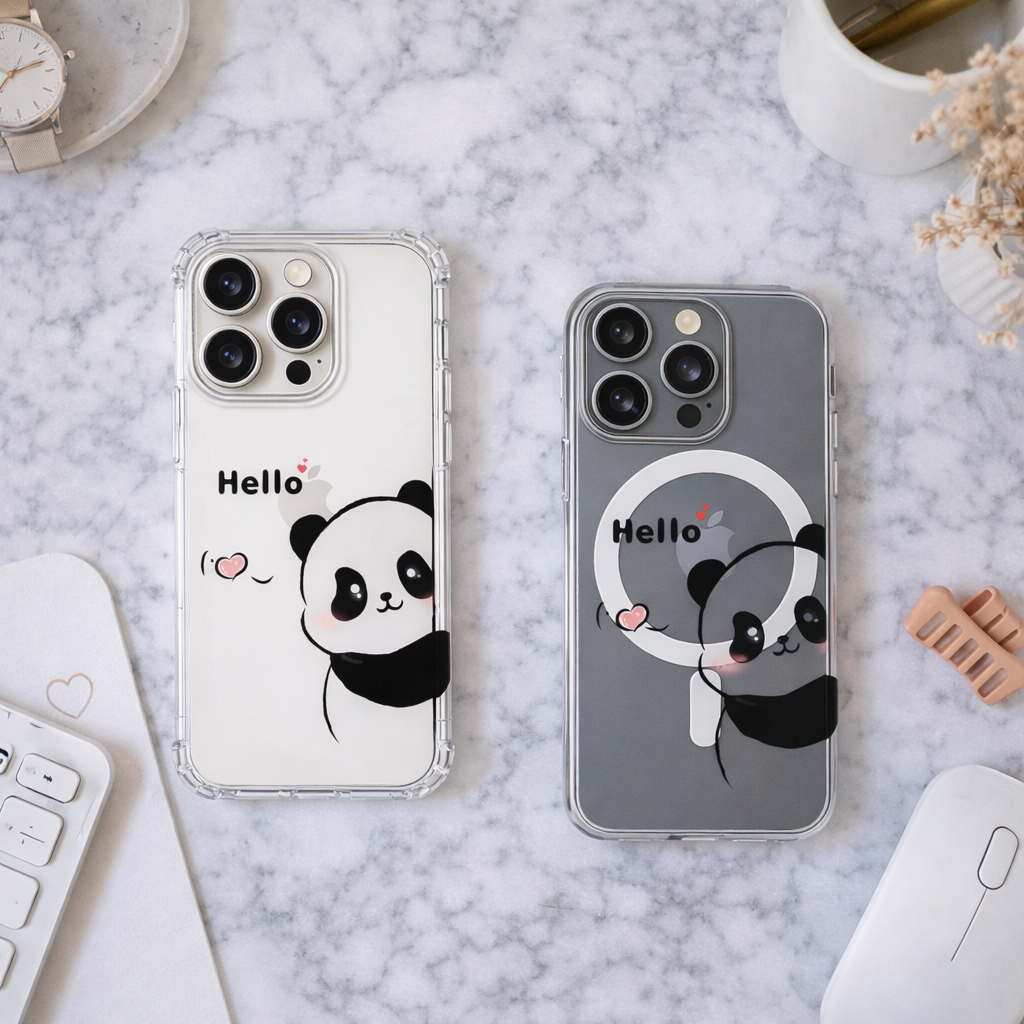 Cute Panda iPhone Case , Samsung Case, Kawaii Panda Bear Phone Cover, Cartoon Animal MagSafe Case, Adorable Gift for Panda Lovers