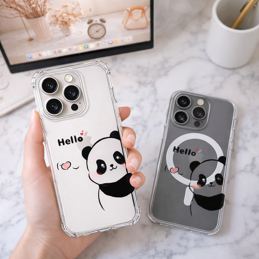 Cute Panda iPhone Case , Samsung Case, Kawaii Panda Bear Phone Cover, Cartoon Animal MagSafe Case, Adorable Gift for Panda Lovers
