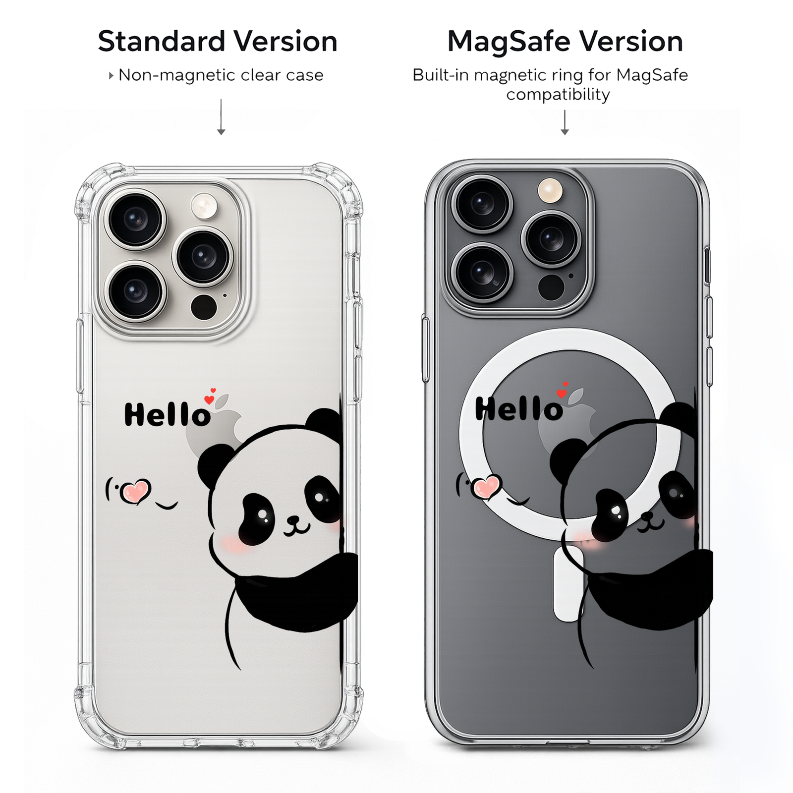 Cute Panda iPhone Case , Samsung Case, Kawaii Panda Bear Phone Cover, Cartoon Animal MagSafe Case, Adorable Gift for Panda Lovers