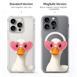 Cute Duck with Heart Sunglasses iPhone Case , Samsung Case, Funny Goose Phone Cover, Kawaii Animal MagSafe Case, Cute Bird Lover Gift